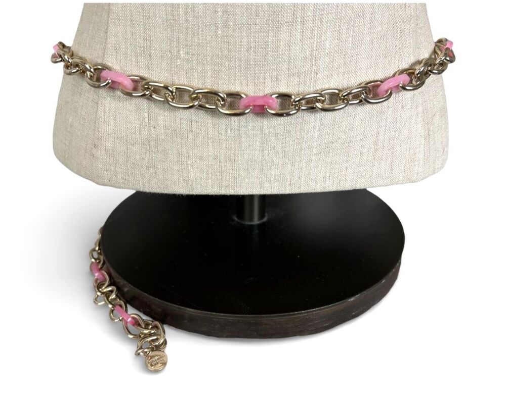 Kate Spade Pink Paddle Lock Chain Belt  Size L / XL  NWT  Boho Hippie